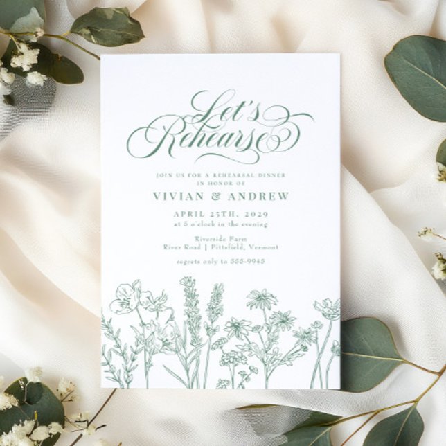 Invitación Elegante cena de ensayo verde de la primavera de l (Subido por el creador)