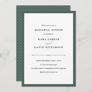 Invitación Elegante Cena de Ensayos Verdes Ricos