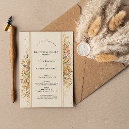 Invitación Elegante cena de estilo rústico de Boda beige de o