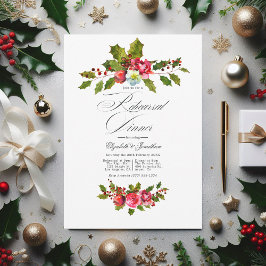 Invitación Elegante cena de Holly y Navidades de hiedra