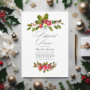 Invitación Elegante cena de Holly y Navidades de hiedra