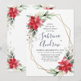 Invitación Elegante cena de invierno de Poinsettia Floral REH