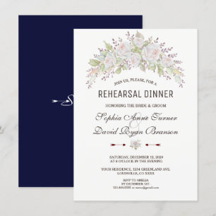 Invitación Elegante cena de la Marina de Roses Blancos Rosa