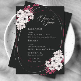 Invitación Elegante cena de magenta negro con aromas florales