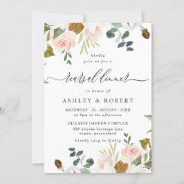 Invitación Elegante cena de Rubor y White Floral