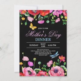 Invitación Elegante cena del Día de la Madre en la Moda negra