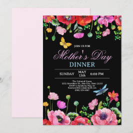 Invitación Elegante cena del Día de la Madre en la Moda negra