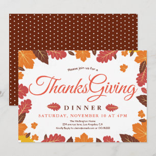 Invitación Elegante cena floral de acción de gracias
