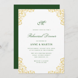 Invitación Elegante cena floral de oro