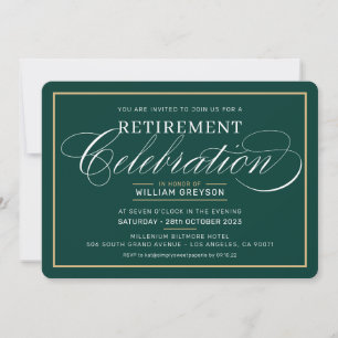 Invitación ELEGANTE CENA RETIREMENT CENNER oro verde oscuro m