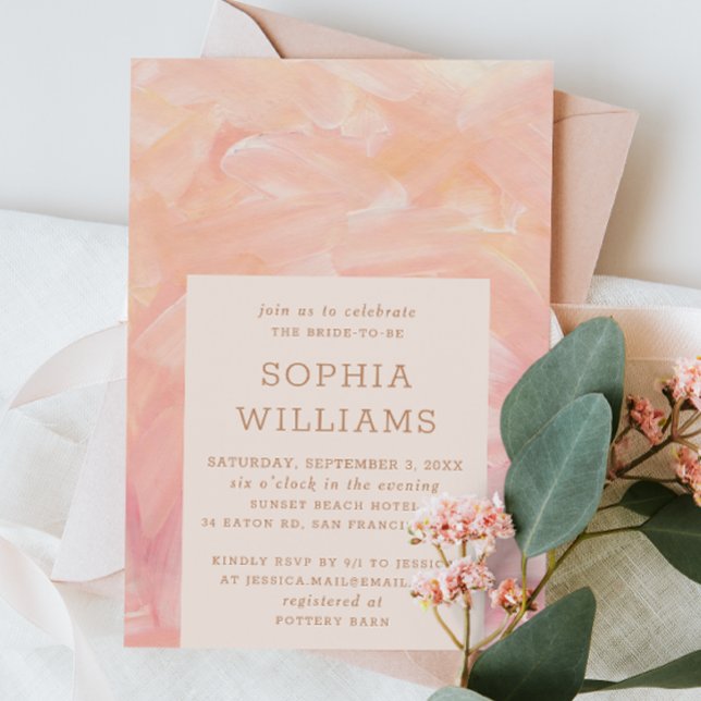 Invitación Elegante cepillo rosa golpes boda ducha de novia (Subido por el creador)