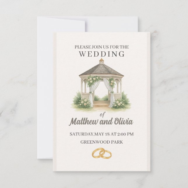Invitación Elegante ceremonia de Boda de acuarela - Beige ele (Anverso)