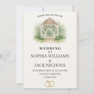 Invitación Elegante ceremonia de Boda de acuarela - Beige ele