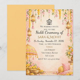 Invitación Elegante ceremonia de Haldi para bodas indias en r