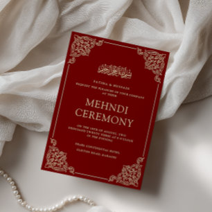 Invitación Elegante ceremonia de Mehndi con henna roja de Bor
