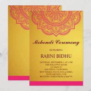 Invitación Elegante ceremonia de Mehndi indio de los paisley