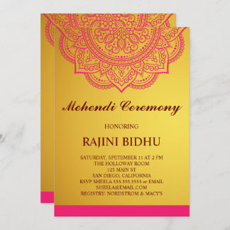 Invitación Elegante ceremonia de Mehndi indio de los paisley 