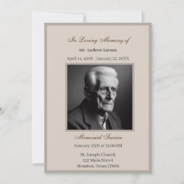 Invitación Elegante ceremonia funeraria/ conmemorativa