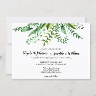 Invitación Elegante ceremonia verde de Boda botánico