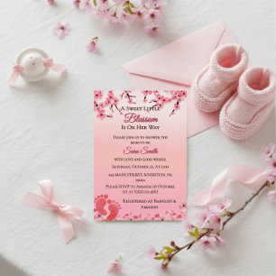 Invitación Elegante cerezo floral rosa Baby Shower