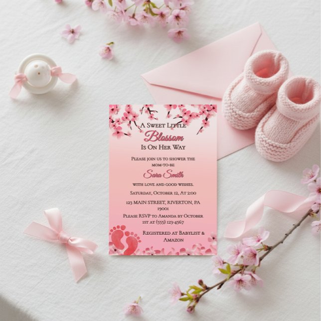 Invitación Elegante cerezo floral rosa Baby Shower (Subido por el creador)