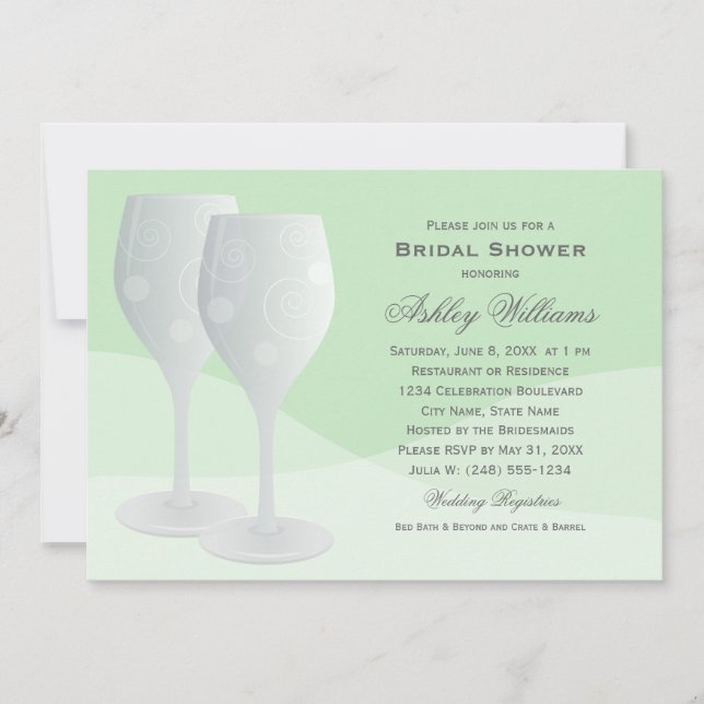 Invitación Elegante cerveza Cheque Vinos Vinos Ducha Bridal (Anverso)