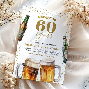 Invitación Elegante cerveza de oro vitorea a Adultos 60 años