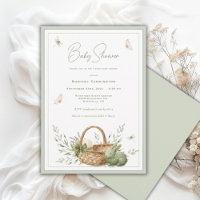 Elegante cesta rústica de vegetación para baby sho