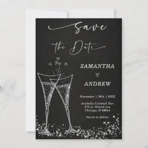 Invitación Elegante Champagne Aviso de Boda para el Día de la