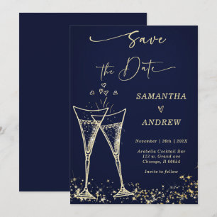 Invitación Elegante Champagne Aviso de Boda para el Día de la