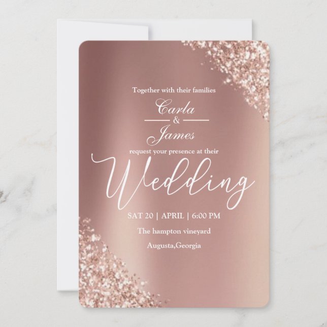 Invitación elegante champagne gold boda de lujo (Anverso)