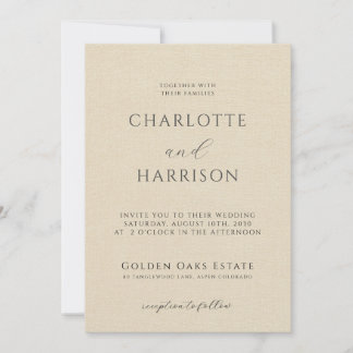 Invitación Elegante Champagne Grabado en relieve Linen Boda M