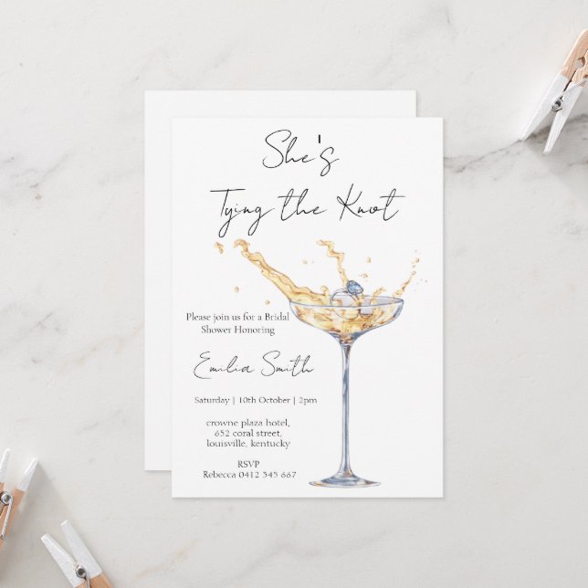 Invitación Elegante Champagne| ring Bridal Shower (Anverso/Reverso In Situ)