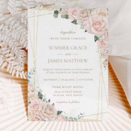 Invitación Elegante Champagne Rubor Boda Floral