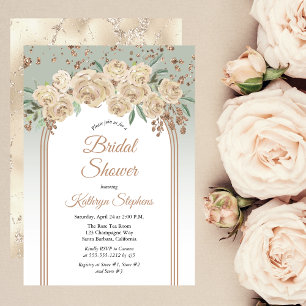 Invitación Elegante champagne   Sage Floral Bridal Shower