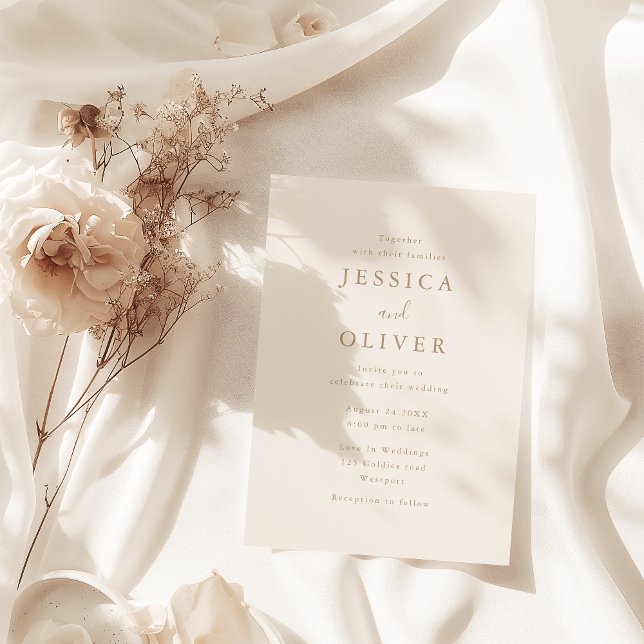 Invitación Elegante Champagne y Boda de Texto de Oro (Subido por el creador)