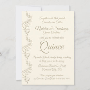 Invitación Elegante Champán Chica gemelo Fiesta de Quince
