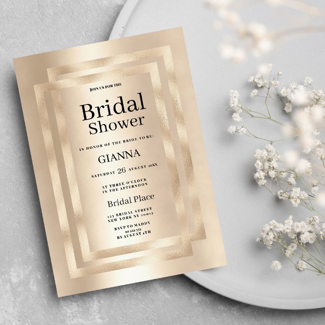 Invitación Elegante champán geométrico oro Bridal Shower (Elegant geometric champagne gold Bridal Shower )