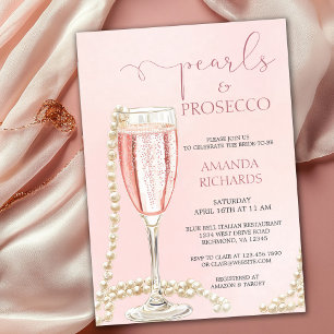 Invitación Elegante Champán Perlas y Prosecco Ducha Bridal