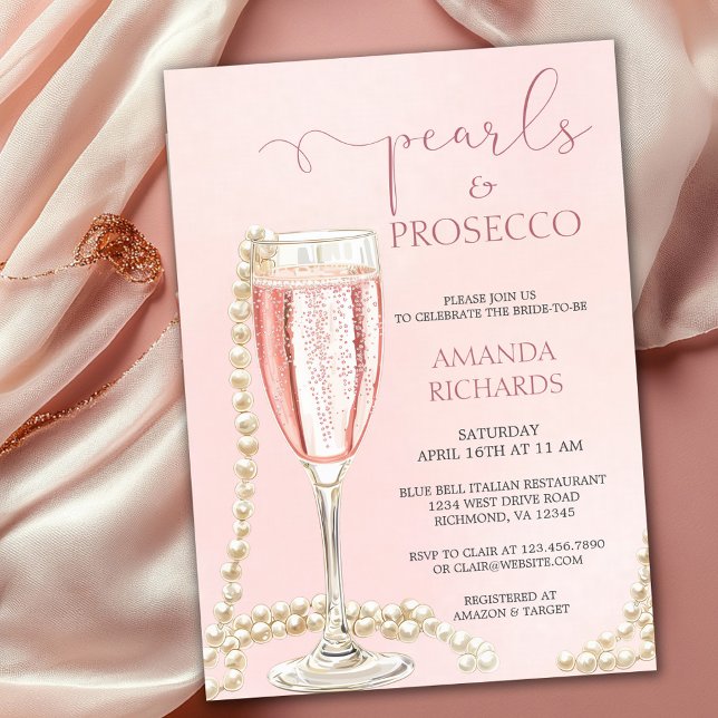 Invitación Elegante Champán Perlas y Prosecco Ducha Bridal (Subido por el creador)