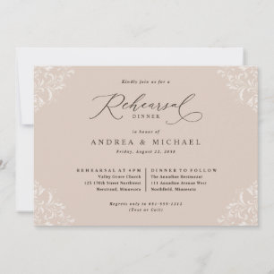 Invitación Elegante Champán Tan Boda Ensayo Cena