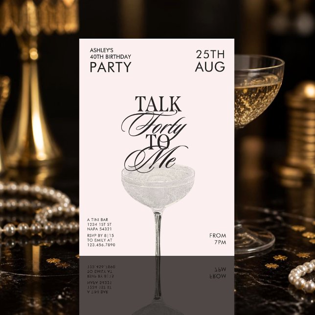 Invitación Elegante charla cuarenta cumpleaños (Subido por el creador)