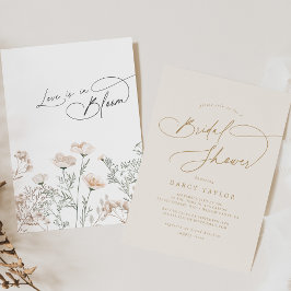 Invitación Elegante Charm Ivory Gold Wildflower Bridal Shower