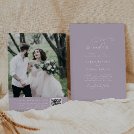 Invitación Elegante Charm Purple Photo Wedting RSVP