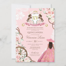 Elegante Charro Rosa Quinceanera Floral