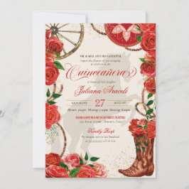 Invitación Elegante Charro Roses Roses Roses Occidentales Boo
