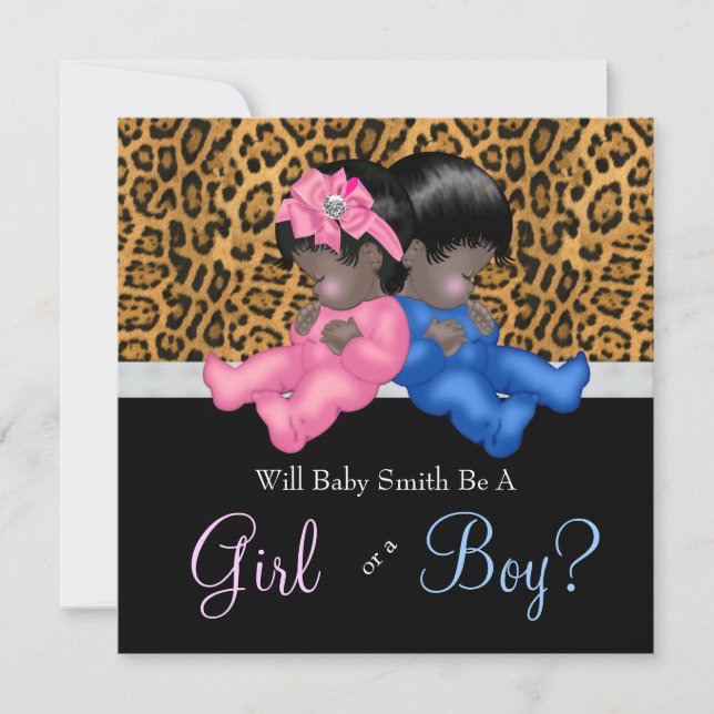 Invitación Elegante Cheetah Baby Género Revelador Ducha (Anverso)