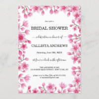 Elegante Cherry Blossom Floral Border Bridal Showe