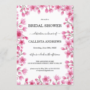 Invitación Elegante Cherry Blossom Floral Border Bridal Showe