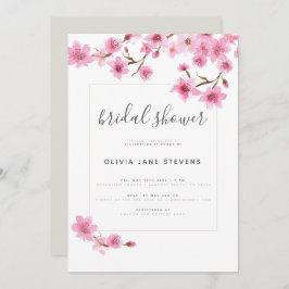 Invitación Elegante Cherry Blossom Floral Frame Bridal Shower